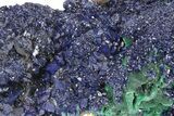 Sparkling Azurite Crystals on Fibrous Malachite - China #236686-2